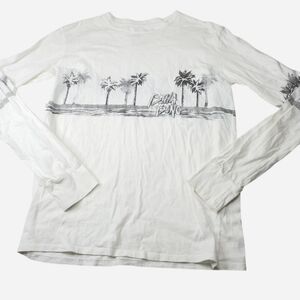 Y2K Billabong Long Sleeve Shirt Womens Small White Palm Tree Print Summer Beach